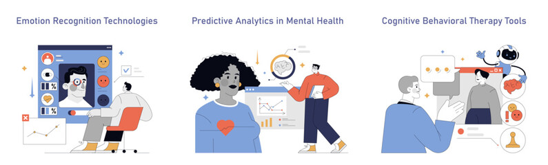 AI In Psychology. Flat Vector Illustration