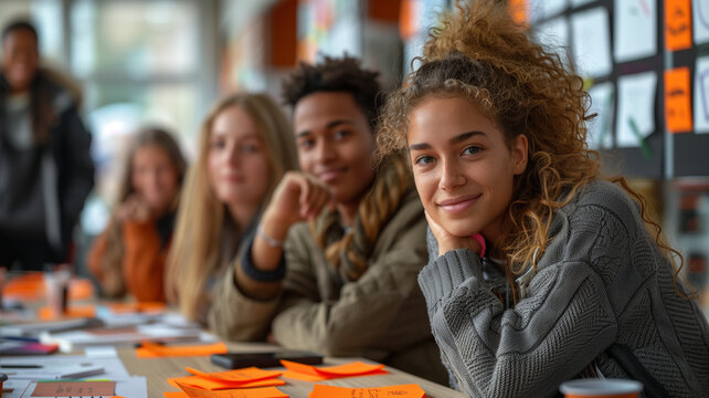 City couple enjoys night out in bar, surrounded by friends, smiling and having fun