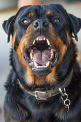 Fototapeta premium Aggressive Rottweiler barking mad 