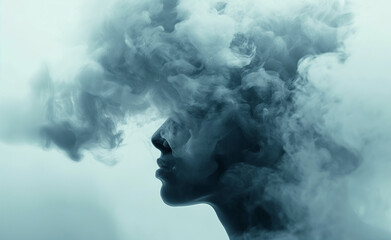 Fluid Dreams: Surreal Silhouette in Swirling Smoke