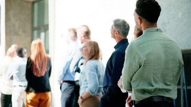 Queue Outdoors. Business People Waiting