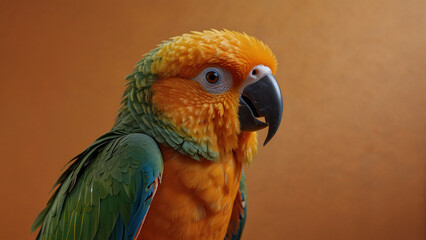 Obraz premium a parrot on a yellow background