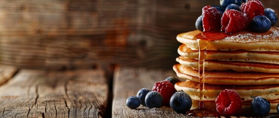 pancakes on the table food berries