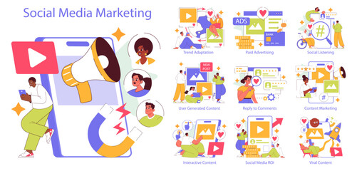 Social Media Marketing. Flat Vector Illustration