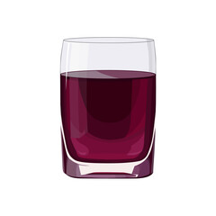 Full glass of pink juice. Isolated vector summer drink for flat design