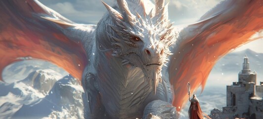 white dragon in the sky