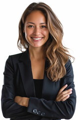 Beautiful woman with crossing arms isolated on a white background