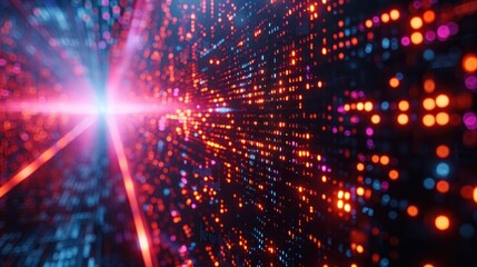 Obraz premium A close-up shot of a digital display panel against a full-frame digital grid background, showing intricate data visualizations.