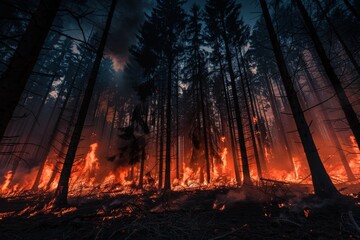 Naklejka premium forest fire burning fire disaster