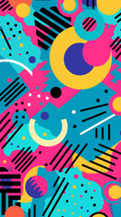 90s Geometric Abstract Image, Pattern Style, For Wallpaper, Desktop Background, Smartphone Cell Phone Case, Computer Screen, Cell Phone Screen, Smartphone Screen, 9:16 Format - PNG