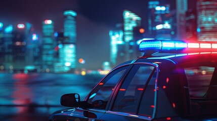 police car lights flasher america city