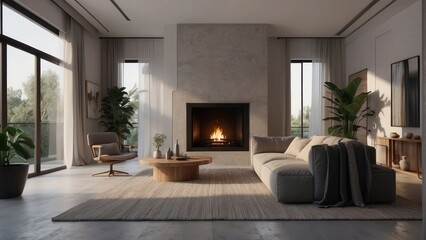 Beautiful living room with flowers