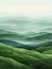 Abstract green landscape wallpaper background illustration design with hills and mountains © Johannes