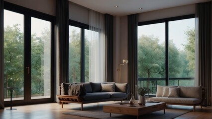 Fototapeta premium Beautiful and spacious living room