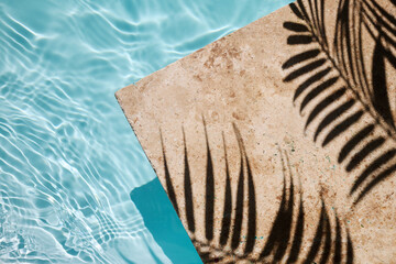 Shadow of Palm Leaves on Poolside