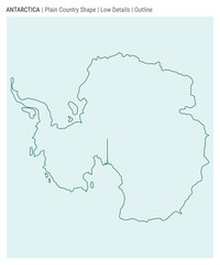 Antarctica plain country map. Low Details. Outline style. Shape of Antarctica. Vector illustration.