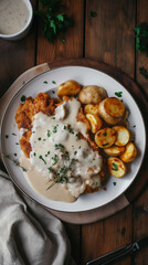 Chicken fried steak with potatoes