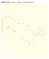 Uzbekistan plain country map. High Details. Outline style. Shape of Uzbekistan. Vector illustration.