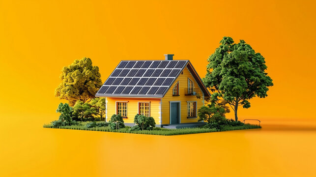 maison futur avec toit pour l'&eacute;lectricit&eacute;, le futur IA