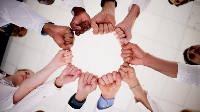 Diverse Medical Healthcare Staff Team Hands