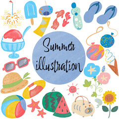 日本の夏、風物詩のイラスト集