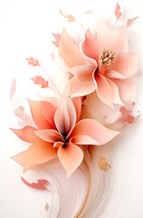 Floral background with flowers in orange and light pink color. 