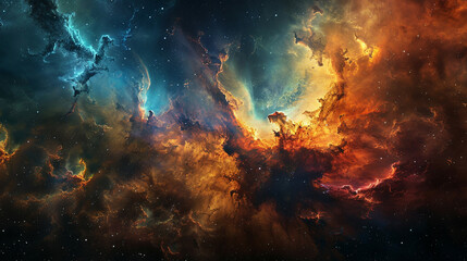 Breathtaking Landscape Photo of a Colorful Space Nebula Capturing the Vibrant Beauty and  Wonders of the Cosmos
