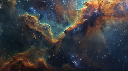 Obraz premium Breathtaking Landscape Photo of a Colorful Space Nebula Capturing the Vibrant Beauty and Wonders of the Cosmos