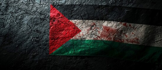 Palestinian flag on dark background, banner
