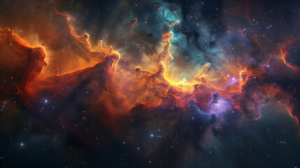 Breathtaking Landscape Photo of a Colorful Space Nebula Capturing the Vibrant Beauty and  Wonders of the Cosmos