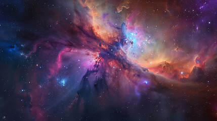 Breathtaking Landscape Photo of a Colorful Space Nebula Capturing the Vibrant Beauty and  Wonders of the Cosmos
