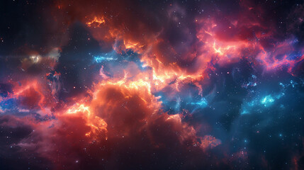 Naklejka premium Breathtaking Landscape Photo of a Colorful Space Nebula Capturing the Vibrant Beauty and Wonders of the Cosmos