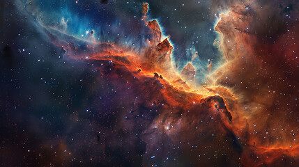 Fototapeta premium Breathtaking Landscape Photo of a Colorful Space Nebula Capturing the Vibrant Beauty and Wonders of the Cosmos