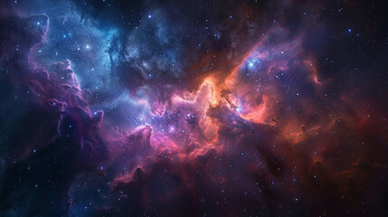 Fototapeta premium Breathtaking Landscape Photo of a Colorful Space Nebula Capturing the Vibrant Beauty and Wonders of the Cosmos