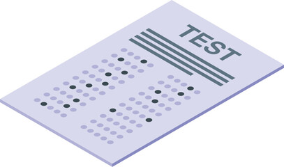 Isometric vector of a standardized test answer sheet with multiplechoice bubbles