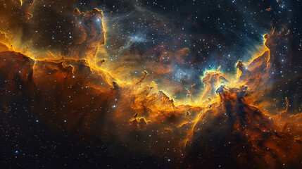 Fototapeta premium Breathtaking Landscape Photo of a Colorful Space Nebula Capturing the Vibrant Beauty and Wonders of the Cosmos