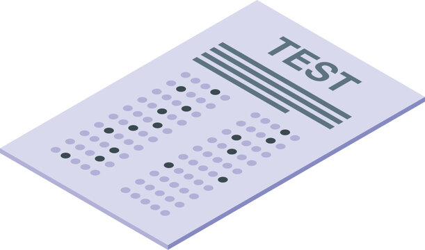 Isometric vector of a standardized test answer sheet with multiplechoice bubbles