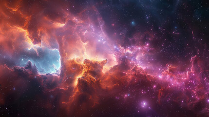 Breathtaking Landscape Photo of a Colorful Space Nebula Capturing the Vibrant Beauty and  Wonders of the Cosmos