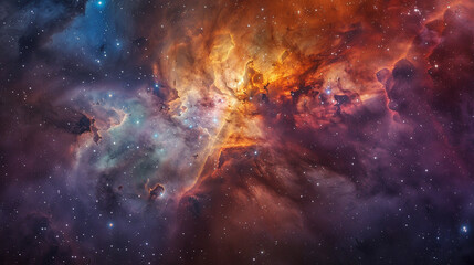 Fototapeta premium Breathtaking Landscape Photo of a Colorful Space Nebula Capturing the Vibrant Beauty and Wonders of the Cosmos