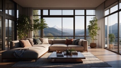 Fototapeta premium Beautiful classic living room in a minimalist view
