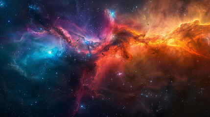 Fototapeta premium Breathtaking Landscape Photo of a Colorful Space Nebula Capturing the Vibrant Beauty and Wonders of the Cosmos