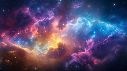 Fototapeta premium Breathtaking Landscape Photo of a Colorful Space Nebula Capturing the Vibrant Beauty and Wonders of the Cosmos