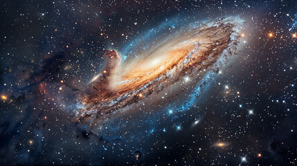 Fototapeta premium Stunning Landscape Photo of a Majestic Galaxy Capturing the Awe-Inspiring Beauty and Vast Wonders of the Cosmos in Vivid Detail