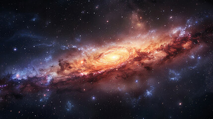 Fototapeta premium Stunning Landscape Photo of a Majestic Galaxy Capturing the Awe-Inspiring Beauty and Vast Wonders of the Cosmos in Vivid Detail