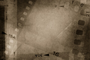Film negatives frames brown background