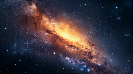 Fototapeta premium Stunning Landscape Photo of a Majestic Galaxy Capturing the Awe-Inspiring Beauty and Vast Wonders of the Cosmos in Vivid Detail