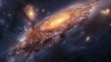 Fototapeta premium Stunning Landscape Photo of a Majestic Galaxy Capturing the Awe-Inspiring Beauty and Vast Wonders of the Cosmos in Vivid Detail