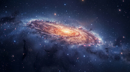 Fototapeta premium Stunning Landscape Photo of a Majestic Galaxy Capturing the Awe-Inspiring Beauty and Vast Wonders of the Cosmos in Vivid Detail