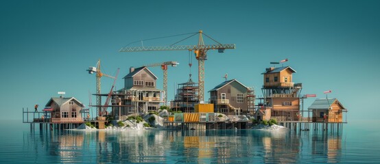 Fototapeta premium construction plan architecture miniature architect