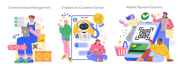 Retail Tech. Flat Vector Illustration